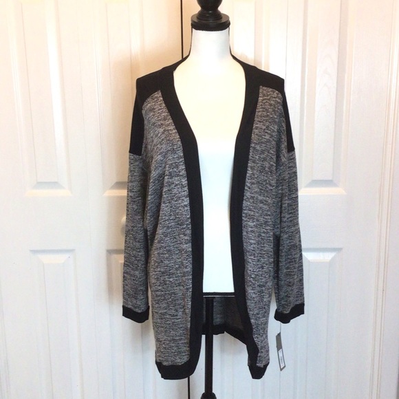 Apt.9 Womens Gray & Black Open Front Cardigan Sweater Size 1X - Picture 1 of 7